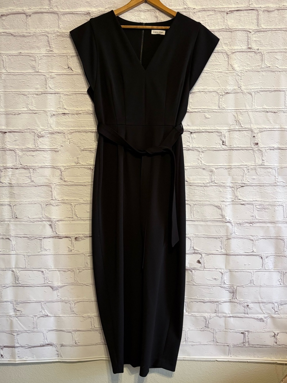 Calvin Klein Black Cropped  Jumpsuit with Self Tie Belt